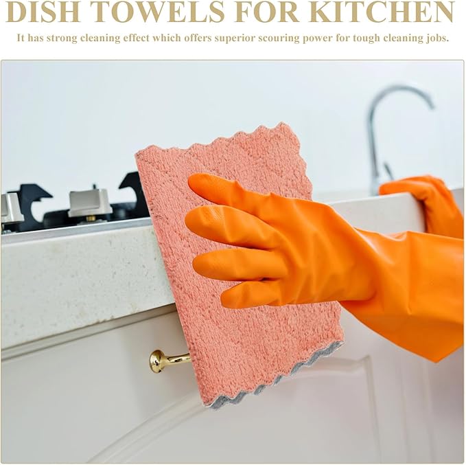 Luxshiny 10pcs Kitchen Dish Cloths Set, Thick Double-Sided Absorbent Cleaning Cloths, Random Color Microfiber Rags for Dishwashing and Countertop Cleaning in Home Kitchen