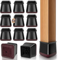 Chair Leg Floor Protectors Chair Leg Protectors for Hardwood Floors Silicone Caps Felt Strengthen Bottom Protection Anti-Scratch Reduce Noise 32 Pack Black Square L Fit:1-1/8" to 1-9/16" (27-40mm)