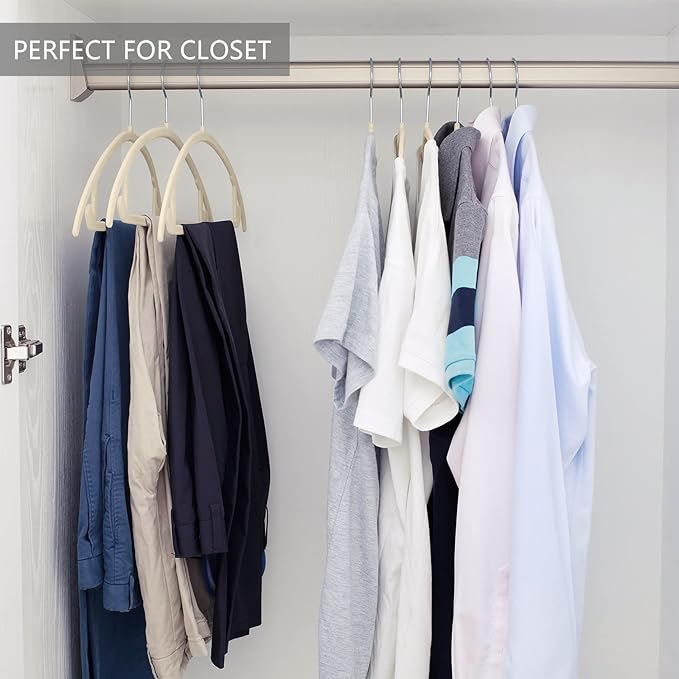 MIZGI Premium Velvet Hangers 30 Pack Heavyduty- Non Slip No Shoulder Bump Suit Hanger - Chrome Hooks,Space Saving Clothes Rounded Shape for Coat,Sweater,Jackets,Pants
