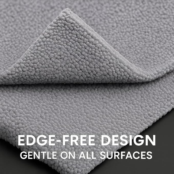 Paks - Edgeless Microfiber Towels 4-Pack - Car Detailing Wash Cloths for Cleaning - 16x16 Car Drying Towel - Lint Free Auto Rags for Polishing & Buffing - Purple & Grey Cleaning Supplies