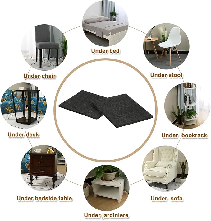 uxcell Felt Furniture Pads, 8Pcs 3.94" x 4.53" Adhesive Backed Felt Non-Slip Anti-Scratch Chair Leg Protectors for Protecting Hardwood Floor, Black