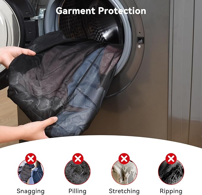OTraki Ex-Large Mesh Laundry Bags 36x43 Inch Drawstring Laundry Bag 2 Pack Dirty Clothes Mesh Net Bag Heavy Duty Travel Storage Organize Bag for Hotel Beach,Don't Drying, Melting 140-176℉ Black