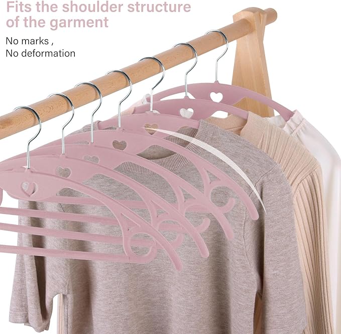 IEOKE Velvet Hangers 50 Pack: Felt Clothes Hangers Heavy Duty Shirt Sweater Hangers No Shoulder Bump Non Slip Slim Thin Coat Hangers for Closet - Pink Multi