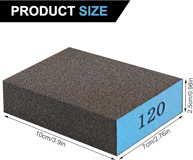 Romeda 8-Pack Sandpaper Block, 120 Grits Washable and Reusable Handmade Sanding Sponge, Drywall Sandpaper Blocks for Wooden Drywall Sheetrock and Metal Glazing