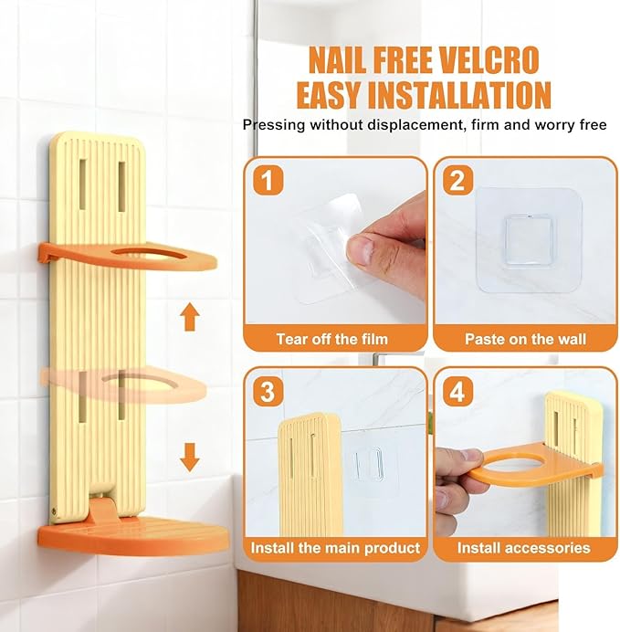 LimxFree Adjustable Shower Caddy, Telescopic & Foldable Bathroom Organizer, No Drilling Wall Mount Storage for Shampoo & Body Wash Bottles, Space Saving Holder (white)
