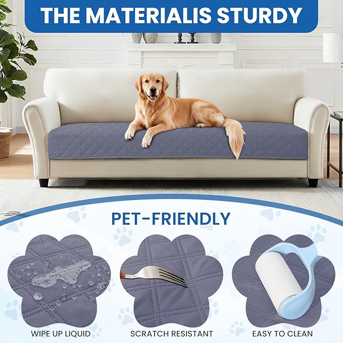 Waterproof Couch Covers for Pets, Waterproof Dog Bed Cover, Anti-Slip Soft Dog Blankets, Couch Cover for Dogs Washable, Pet Blanket for Puppy Large Dogs Cat (68x82 Inch, Grey Blue)