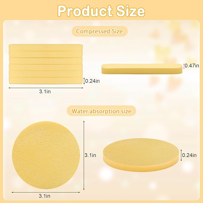 120 Pcs Facial Sponge Compressed, Luxiv Face Cleansing Sponge Estheticians Compressed Makeup Facial Sponge Round Wash Face Sponges for Women Compress Exfoliating Removal Sponge