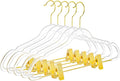 MIZGI Slim Clear Gold Pants & Skirt Hangers (20 Pack) – Adjustable Clips & Hooks, Transparent Non-Felt, Space-Saving for Dresses, Shirts, Blouses