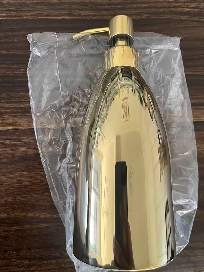 304 Stainless Steel Soap Dispenser 16oz Rust-Proof Liquid Soap Pump Bottle for Kitchen or Bathroom Countertop Hand Dish Lotion Leak-Proof (Polished Gold)