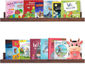 AZSKY Floating Book Shelves Wall Mounted Photo Shelf Picture Ledge Deep Walnut Display Shelves for Home Living Room Bedroom Bathroom Office Set of 2