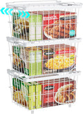 iSPECLE Freezer Organizer Bins - 3 Pack Adjustable Width for 5 to 7 Cu.Ft Chest Freezers, Stackable Freezer Wire Storage Baskets for Deep Freezer Organization, Assembly Required, White