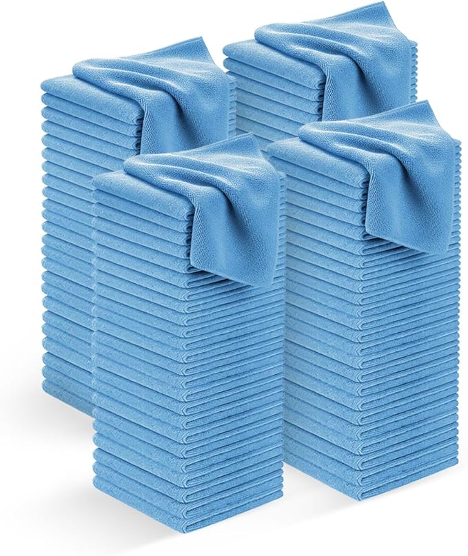 Avalon Towels Microfiber Cleaning Cloths (Value Pack of 100) - Size 12 x 12 Inches, Highly Absorbent Cleaning Rags, Lint Free, Reusable and Washable, Microfiber Towels for Cars