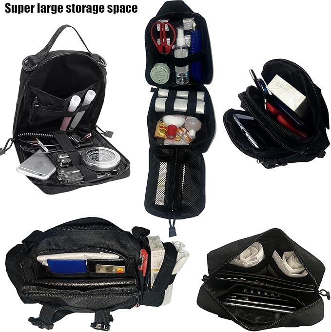 7 PACK Tactical Seat back organizer Truck organizer With 6 Detachable Pouches Universal For Car Truck Ford Jeep Military-Grade Heavier Panels With Multi-functional Packs (6 pack Black)