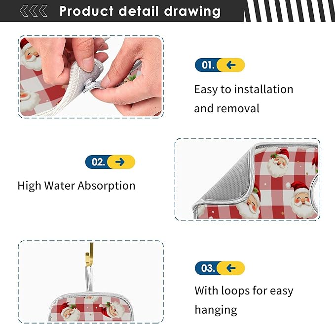 2 Pack Faucet Splash Catcher Cute Christmas Sink Mat for Faucet Absorbent Kitchen Splash Guard Drip Catcher for Farmhouse Barthroom Bar, L