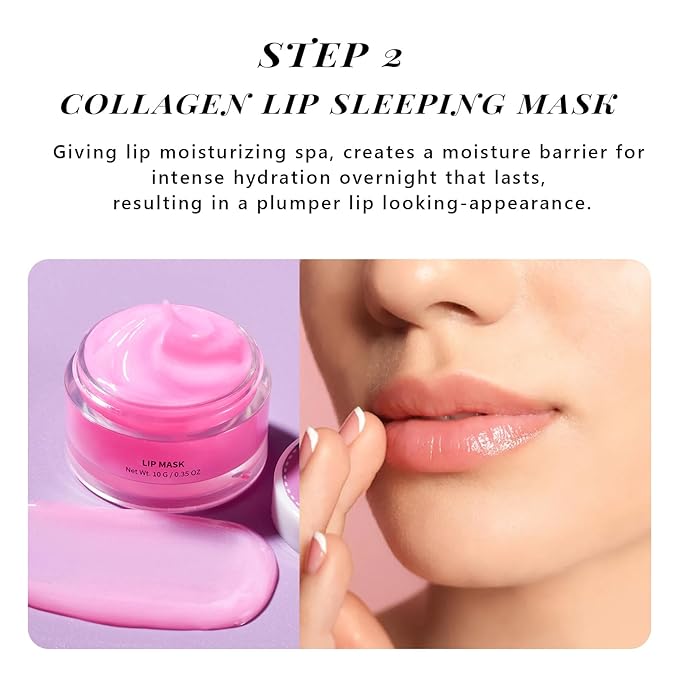 ANAI RUI Lip Therapy Set, Lip Scrub & Lip Mask, Overnight Hydrating Lip Moisturizer with Exfoliator Scrub, Lip Sleeping Mask for Plumping, Lip Gift Kit for Dry, Chapped, Dark Lips, Grape