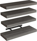 Fixwal 15.8in Floating Shelves, Rustic Wood Finish Wall Shelves Set of 4, Shelves for Wall Decor, with Invisible Brackets for Bathroom, Living Room,Bedroom and Kitchen(Gray)
