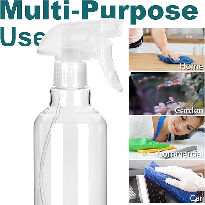Plastic Spray Bottles, 16.9oz/2Pack,Adjustable Spray Bottles for Cleaning, Empty Spray Bottle For Hair, Plants, Pet, Vinegar, Cooking,Cleaning Solutions (2)