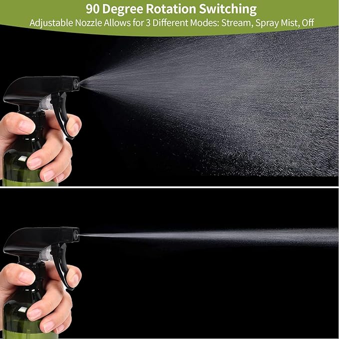 Cleaning Spray Bottles for Plants Misters for Inside, 2 Pack 10 oz Squirt, Water Spray Bottle Mist Sprayer, No Leak Hair Mister Empty with Adjustable Nozzle (Green)