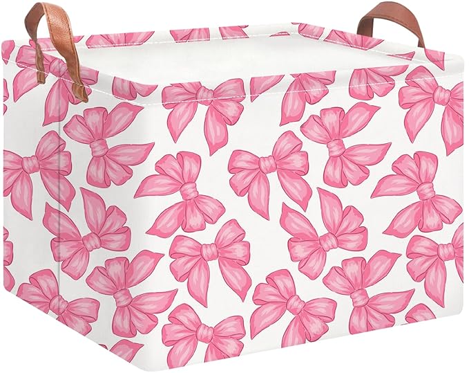 Rectangular Storage Baskets，Gift Basket,Book Box,Room Decor(Big Bowknot)
