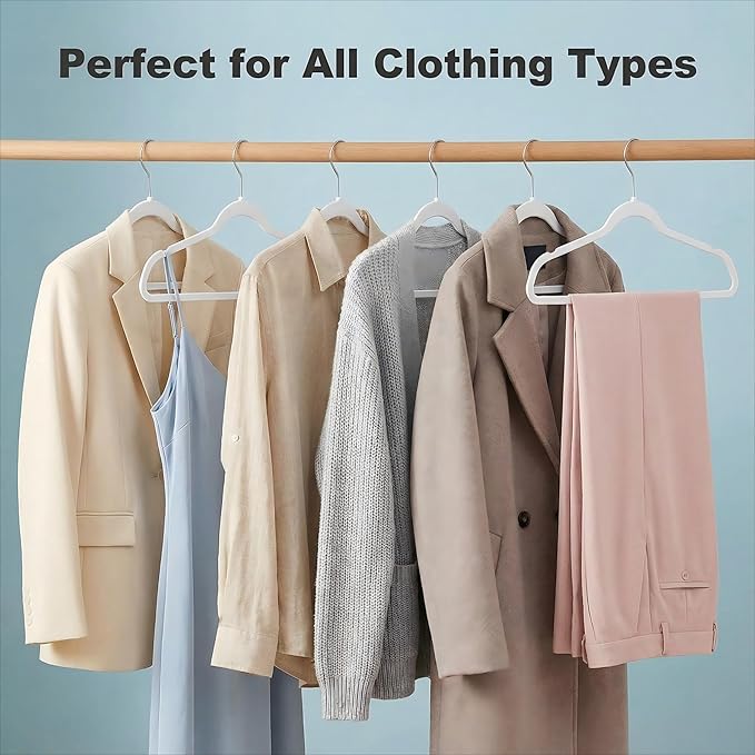 HOUSE DAY Ivory Plastic Hangers 20 Pack - Heavy Duty Non-Velvet Hangers with 360° Swivel Hook & Non Slip Notches - Slim Space Saving Clothes Hangers, Durable Closet Organizers for Coats Shirts Dresses