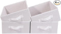 JAKAGO Fabric Storage Bins set of 4 Rectangle Storage Baskets with Handle Foldable Closet Organizer for Clothes Towel bedding Books Collapsible Clothing Container for Shelves Bedroom(White Low)