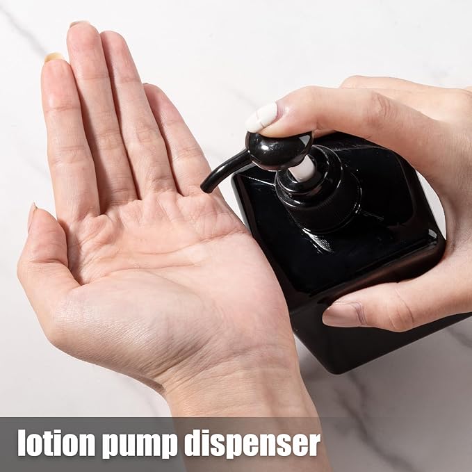 Hand Soap Dispenser, Plastic Pump Bottles, Refillable Empty Lotion Dispenser Liquid Container for Bathroom Kitchen College Dorm, 8.5 oz 2 Pack Black