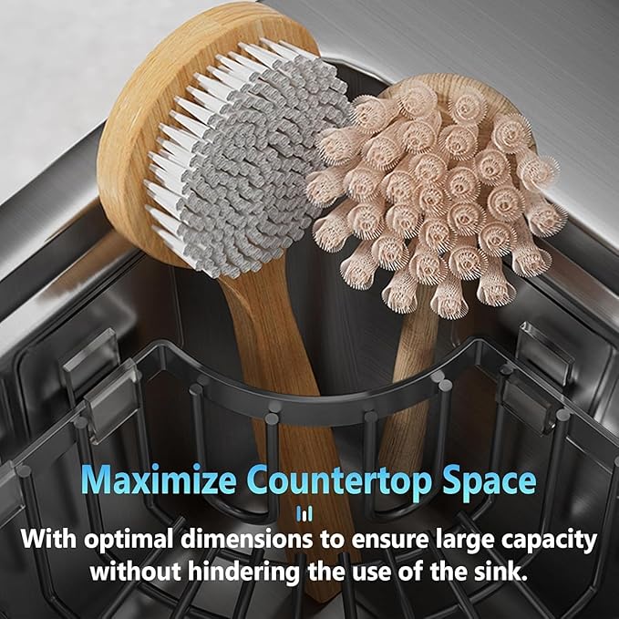 Corner Sink Sponge Drying Rack with Towel Bar, Black Stainless Steel, Multipurpose Kitchen Organizer, Self-Adhesive Installation