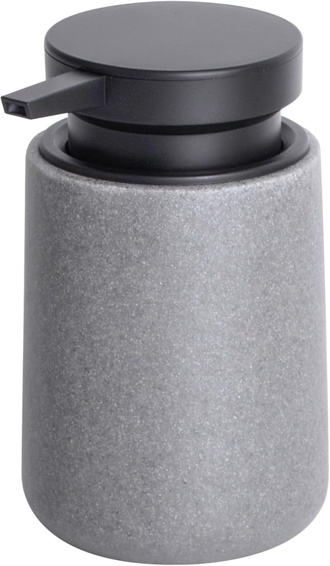 Liquid Soap Dispenser with Easy-to-Press Pump, 10 oz Refillable Hand Soap Dispenser with Extended Spout for Bathroom Kitchen Dish Lotion, Modern Stone Texture (Gray)