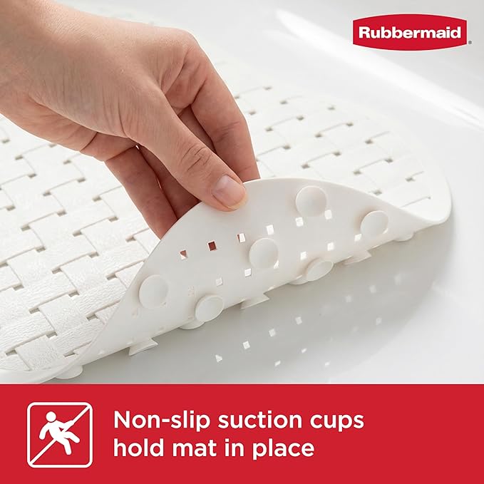 Rubbermaid INSTAMAT Tub Mat, Non-Slip Bath Mat Hangs Over Showerhead for Fast Drying, 27.2 x 15.2 Inch, BPA-Free, Easy Care Shower Mat for Inside Bathtub or Shower, White