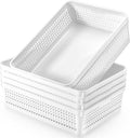 A4 Size Plastic Storage Basket Tray,6 Pack Plastic Paper Storage Trays,Desktop File Paper Letter Organizer Basket for Classroom, Office, Home (White)