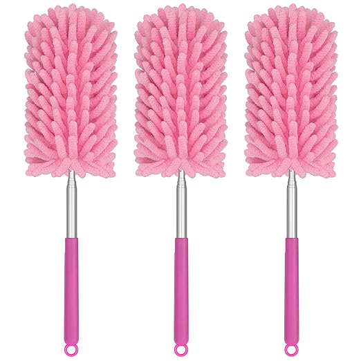 Mini Duster for Cleaning, 360° Bendable Hand Dusters with Extension Pole, Washable Small Duster for Car Interior, Office, Furniture