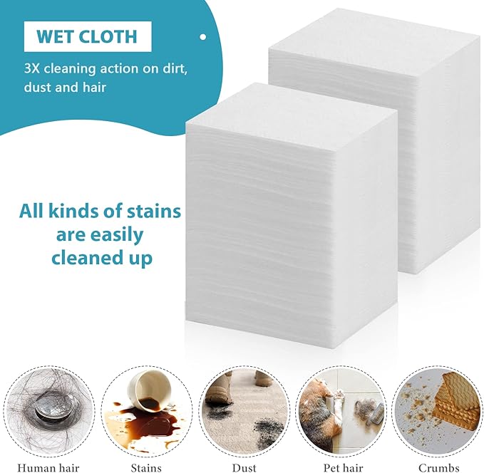Wet Mop Pads Refills for Floor Cleaning Sweeper Wet Refills Disposable moist Mopping Cloth Wipes for Wood Hardwood Tile(160 Pcs)