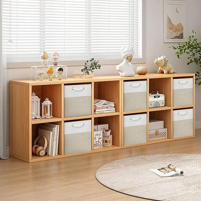 13x13 Storage Cube Bins 4Pack,Collapsible Cube Storage Organizer for Closet, Fabric Storage Box w/ Rope Handles, Foldable Storage Baskets for Shelves, Clothes,Closet Organization - White/Coffee