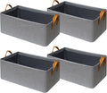 SNWDN 4 Pack Closet Cloth Storage Bins for Shelves,Medium Storage Baskets for Shelves, Fabric Bins for Closet organization with Handles（ Gray 15''L x 10''W x 8''H）