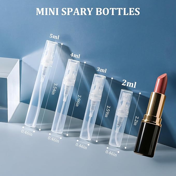 Mini Perfume Sample Bottles, 2 ml Plastic Small Spray Bottle 10 Pack, Fine Mist, Portable Perfume Travel Refillable Bottle, Upgraded atomizer sprayer, Clear
