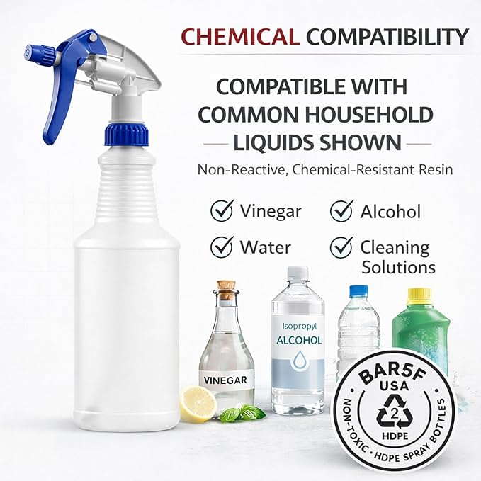 Bar5F Professional Sprayer 24-Ounce - 20 Foot Spray, Bleach Resistant, Adjustable Nozzle, All-Purpose, 3-Pack