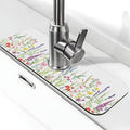 Wildflowers Floral Flower Kitchen Sink Splash Guard Faucet Mat Super Absorbent Fast Drying Mat Sink Gadgets-Fast Drying Pad Sink Mat For Kitchen Bathroom (15" X 5.5" )