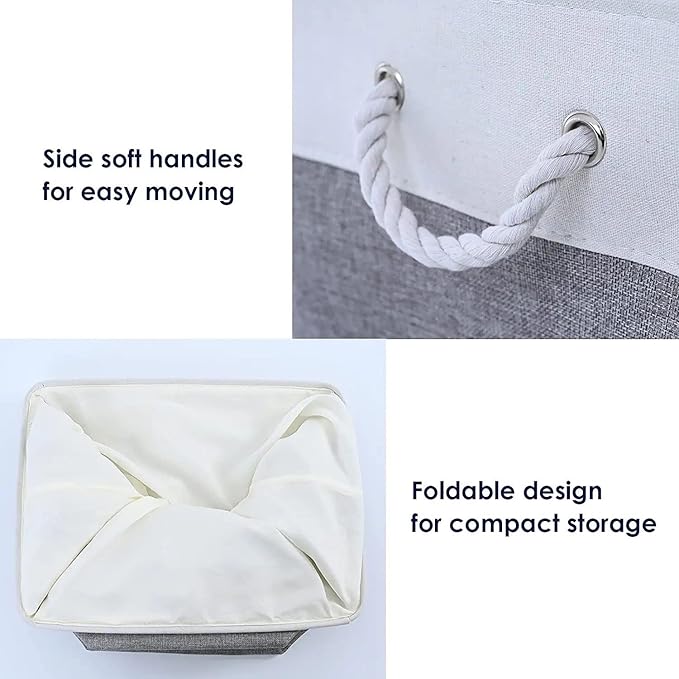 Sacyic Fabric Storage Bins 12x8x5 inch [6-Pack] with Rope Handles - Decorative Baskets for Organizing