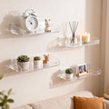 Clear Floating Shelves, Acrylic Shelves for Bathroom Organizers and Storage, Bathroom Shelf with Adhesive Shelf or Screws, Wall Mount Organizer for Shower Caddy,Room Decor, Kitchen, Living Room
