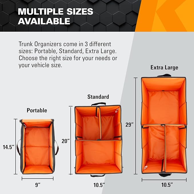 KEEPER Extra Large Trunk Organizer with Cooler, 70L, Multi-Compartment Collapsible Car Organizers and Storage, Non-Slip Bottom, Suitable for SUV, Minivan, and Cars