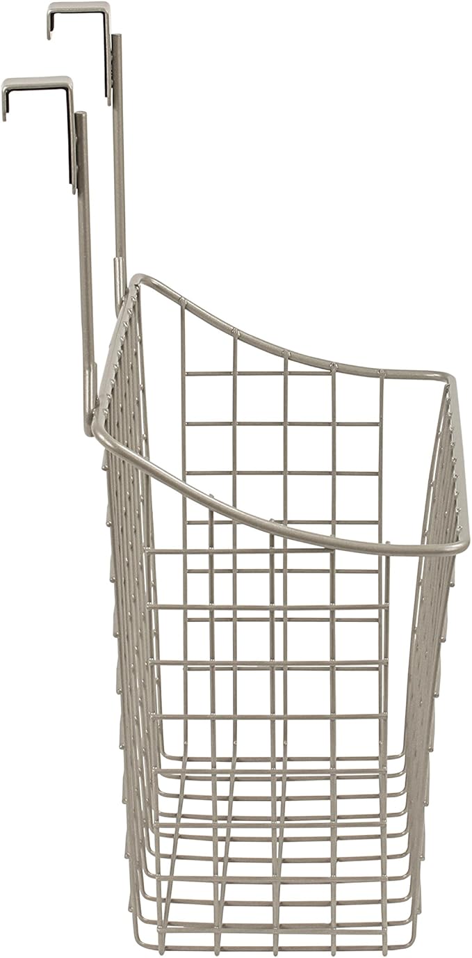 Spectrum Hanging Baskets for Organizing (Large, Satin Nickel) - Grid Over the Cabinet Wire Basket- Kitchen or Bathroom - Door Hanging Storage Organizer for Cleaning Supplies, & Towels (Pack of 6)