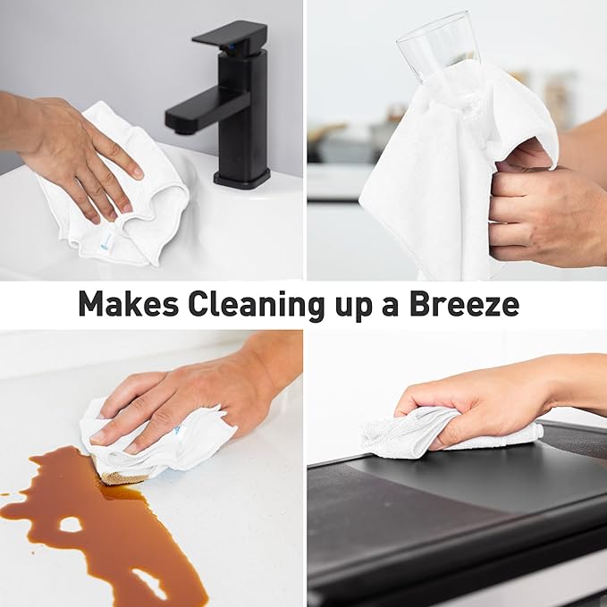 WEAWE White Microfiber Cleaning Cloth 13"x13", Ultra Soft Absorbent Microfiber Cleaning Rags for Housekeeping Cleaning Supplies, Lint Free Reusable Cleaning Cloths for House Washable, Pack of 12