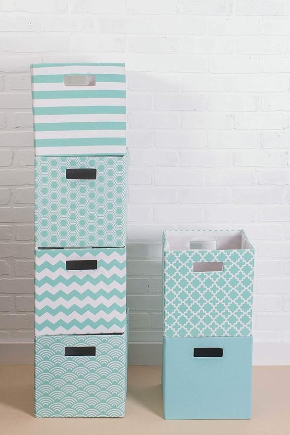 DII Poly-Cube Storage Collection Hard Sided, Collapsible Solid, Small, Aqua (Pack of 2)