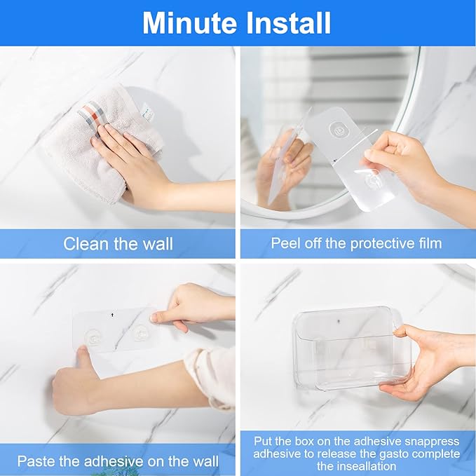 Diesisa Acrylic Wall Mount Organizer, Self Adhesive Organizer for Wall, Cabinet Door Organizer, with Self Adhesive Tape, for Bathroom, Pantry, Kitchen, Laundry, Utility Room, Inside of Cabinet Door