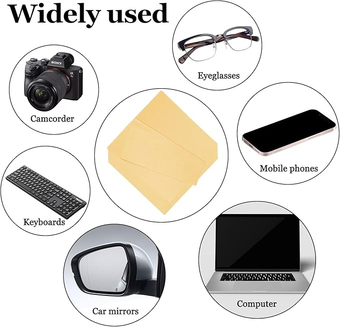 10PCS Suede Microfiber Cloths, 8"×8" Suede Cloth Cleaning Rags, Double-Sided Cleaning Cloths for Car LCD Display, Screens, Glasses, Lenses, Mirrors, Windows, Delicate Surfaces (Yellow)