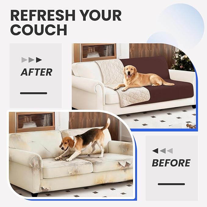 Waterproof Dog Bed Cover, Non-Slip Dog Blanket for Couch, Couch Covers for Dogs Washable, Pet Blanket for Furniture, Pet Bed Mat for Sofa, Car, Pet Supplies (68x82 Inch, Coffee)