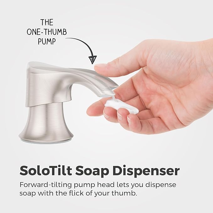 Pfister SoloTilt Soap Dispenser for Kitchen Sink, 16-Ounce Bottle Included, Spot Defense Stainless Steel Finish, KSDKEMGS