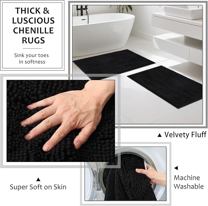 Matte Black Bathroom Sets with Shower Curtain and Rugs, 8-Piece Resin Bathroom Accessories Sets Complete, Soap Dispenser, Toothbrush Holder, Tumbler, Tray & Apothecary Jars Bathroom Essentials