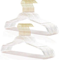VSV stoage Clear Clothes Hangers 16", 40 Pack Plastic Coat Hanger for Adult Closet, Bling Thin Hangers with Swivel Gold Hook, Notched Shoulders Perchas - Clothing Rack for Bridesmaid Dresses