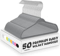 Kids Velvet Hangers 11 Inches Children's Clothes Hangers Non-Slip Baby Hangers Space-Saving Infant Closet Organizer | Durable & Lightweight (Grey,50pack) by MOERKADA